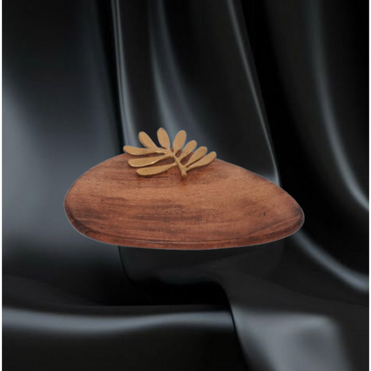 Wooden Tray with Brass Handle