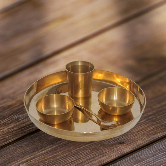 5-Piece Handcrafted Brass Dinner Set (Thali)