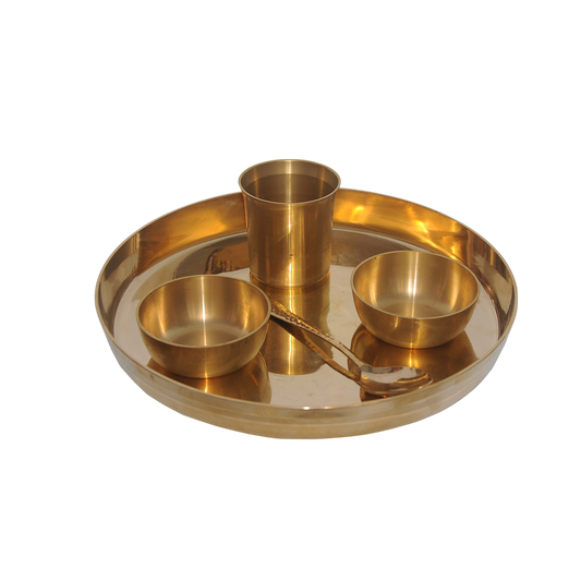 5-Piece Handcrafted Brass Dinner Set (Thali)