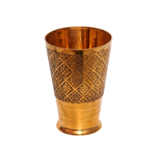 8-Inch Handcrafted Brass Lassi Glass