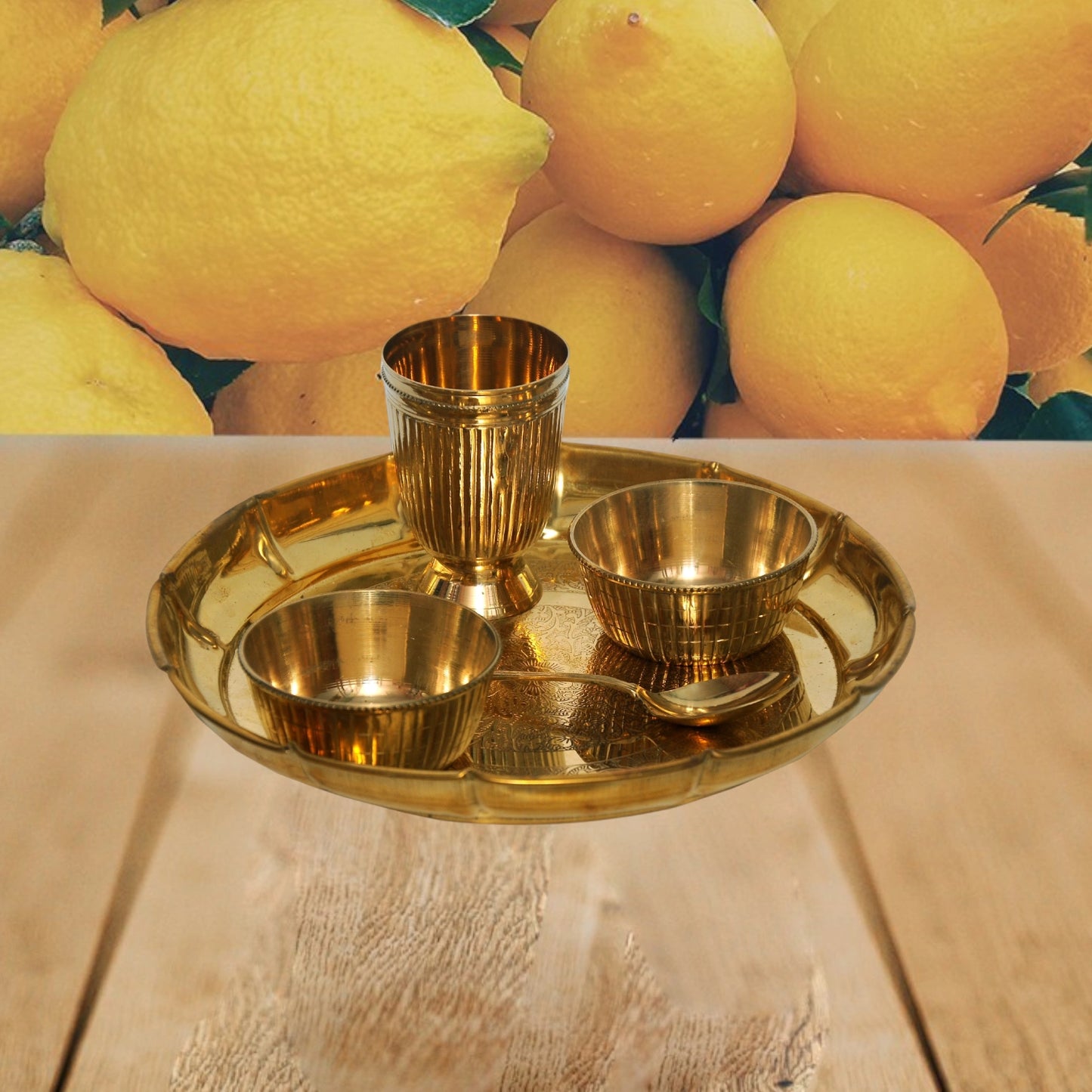 5-Piece Handcrafted Brass Dinner Set (Plate)