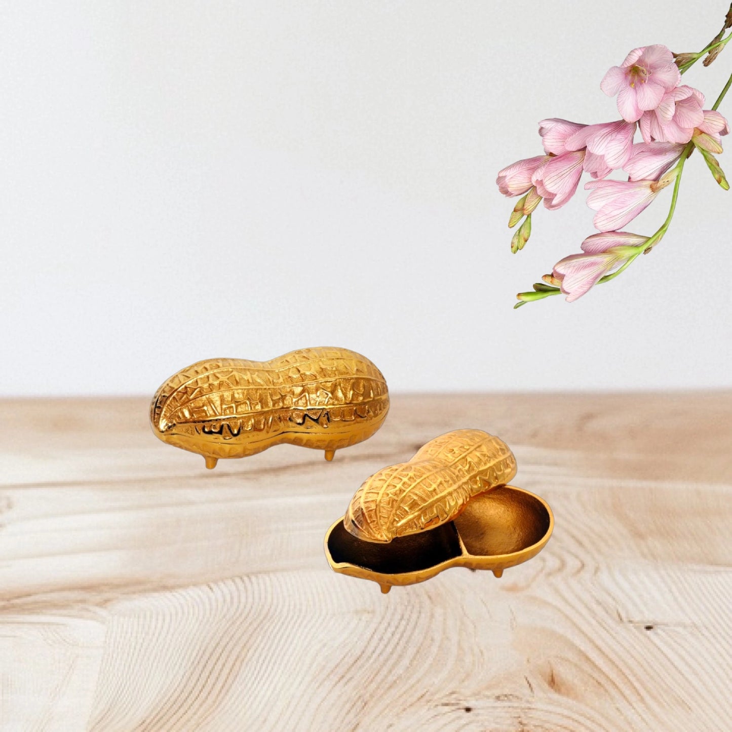 9-Inch Handcrafted Brass Peanut-Shaped Bowl (price for one piece)