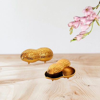 9-Inch Handcrafted Brass Peanut-Shaped Bowl (price for one piece)