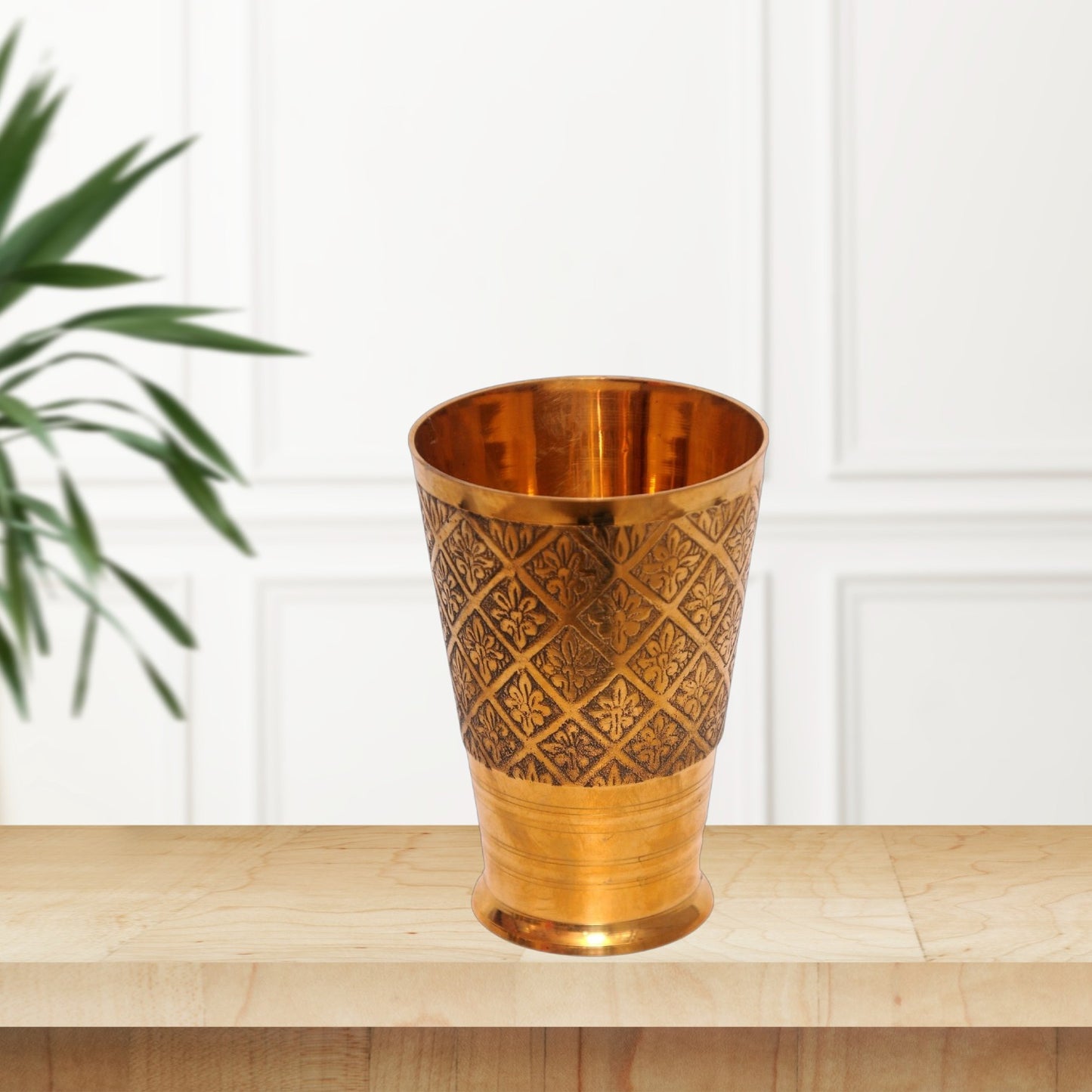 8-Inch Handcrafted Brass Lassi Glass