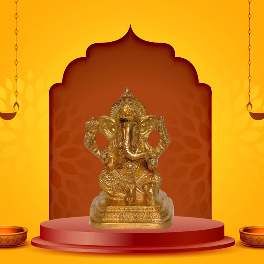 5-Inch Handcrafted Brass Ganesh Idol