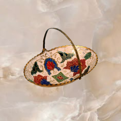 Handcrafted Brass Enamel Bowl with Handle (₹Price as per listing)