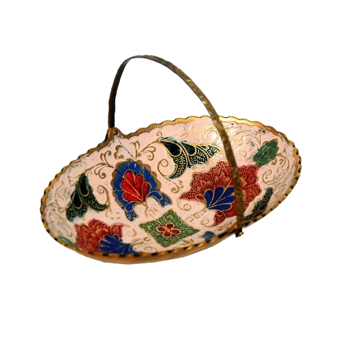 Handcrafted Brass Enamel Bowl with Handle (₹Price as per listing)