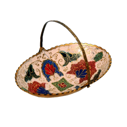 Handcrafted Brass Enamel Bowl with Handle (₹Price as per listing)