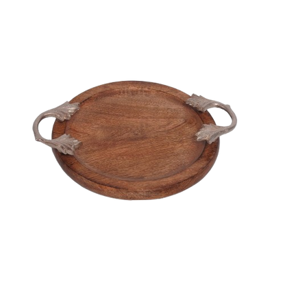 Wooden Tray with Brass Handle – 10 Inches