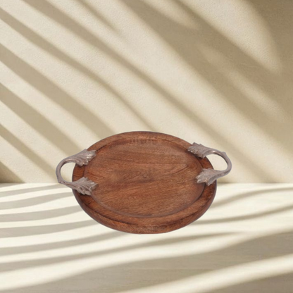 Wooden Tray with Brass Handle – 10 Inches