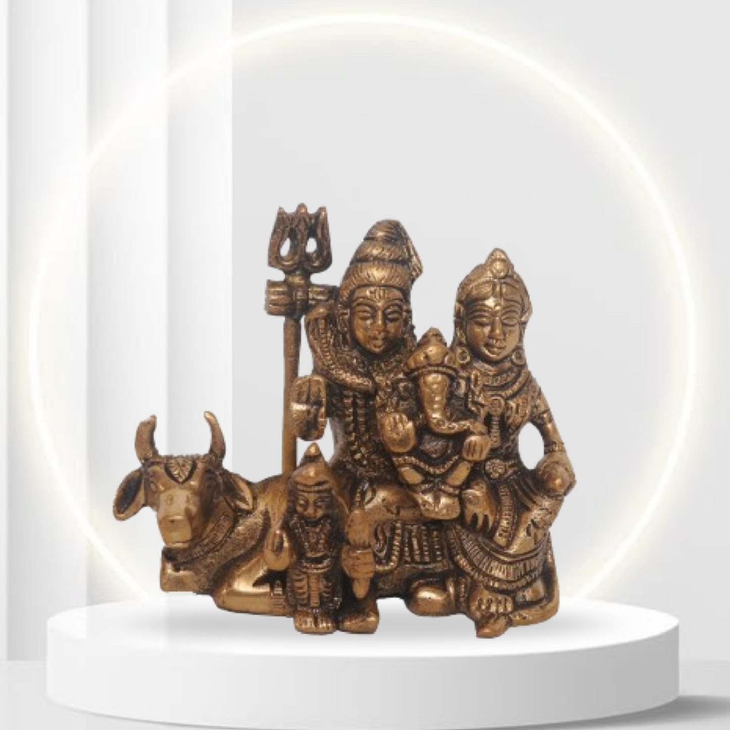Shiv Parvati Brass Idol – 6" Wide x 5" High