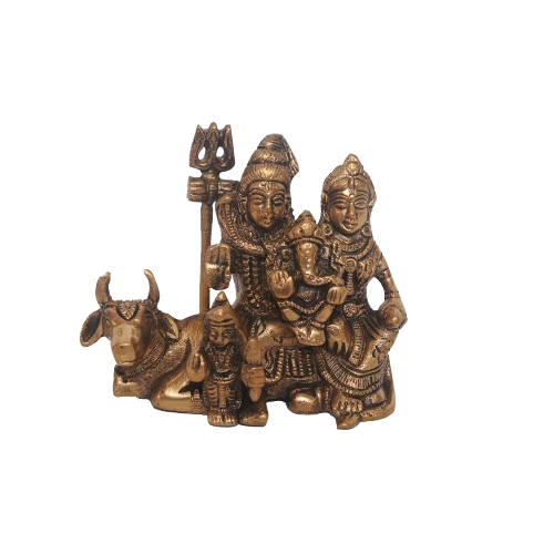 Shiv Parvati Brass Idol – 6" Wide x 5" High