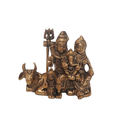 Shiv Parvati Brass Idol – 6" Wide x 5" High