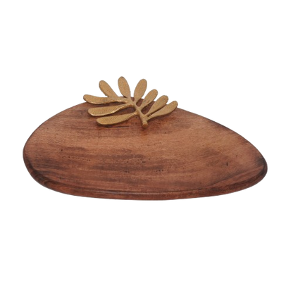 Wooden Tray with Brass Handle