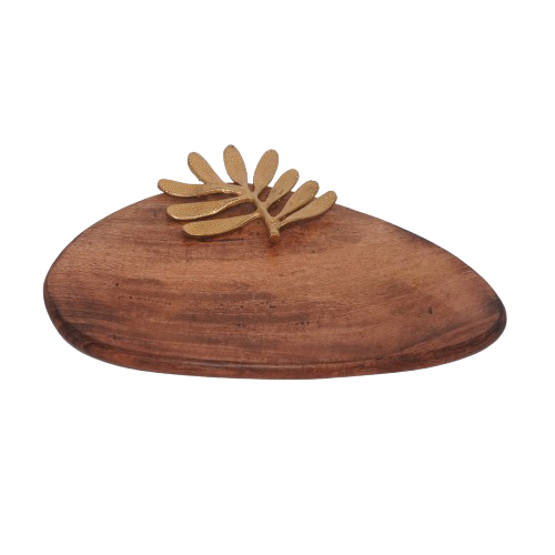 Wooden Tray with Brass Handle